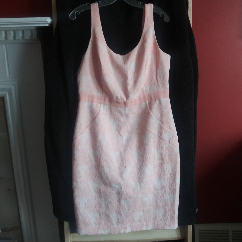 Peach colored floral dress